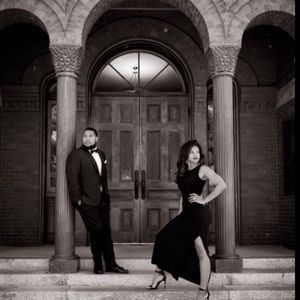 Black evening gown by Laundry by Segal